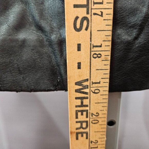 Ann Taylor Loft Women Skirt 8 Medium Black Faux Vegan Leather Short Midi Zipper - Picture 8 of 8